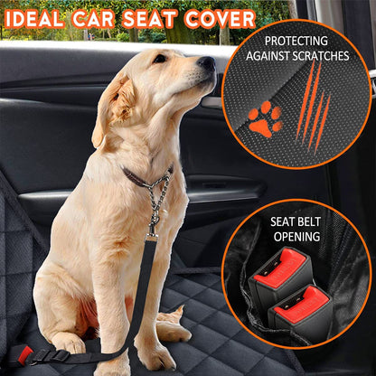 RoadGuard dog car seat cover installed across a car's back seat.