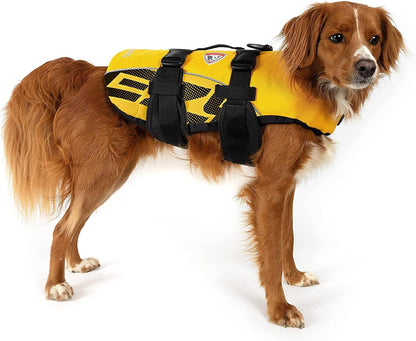 EzyDog dog life vest with reflective trim and grab handle.