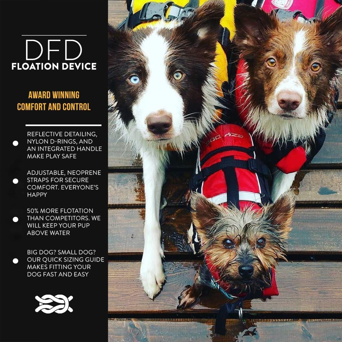 EzyDog dog life vest with reflective trim and grab handle.