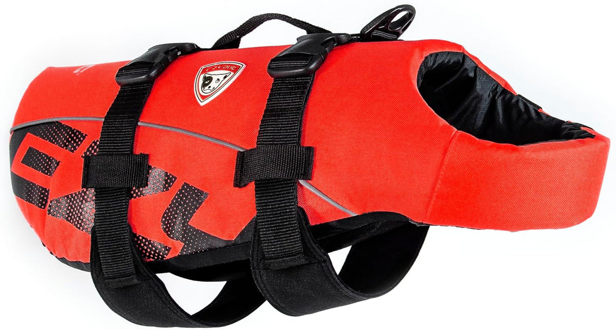 EzyDog dog life vest with reflective trim and grab handle.